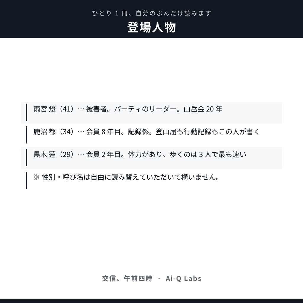 【2〜4人用マダミス/無料】マーダーミステリー『交信、午前四時』(+GM必須・60〜90分)