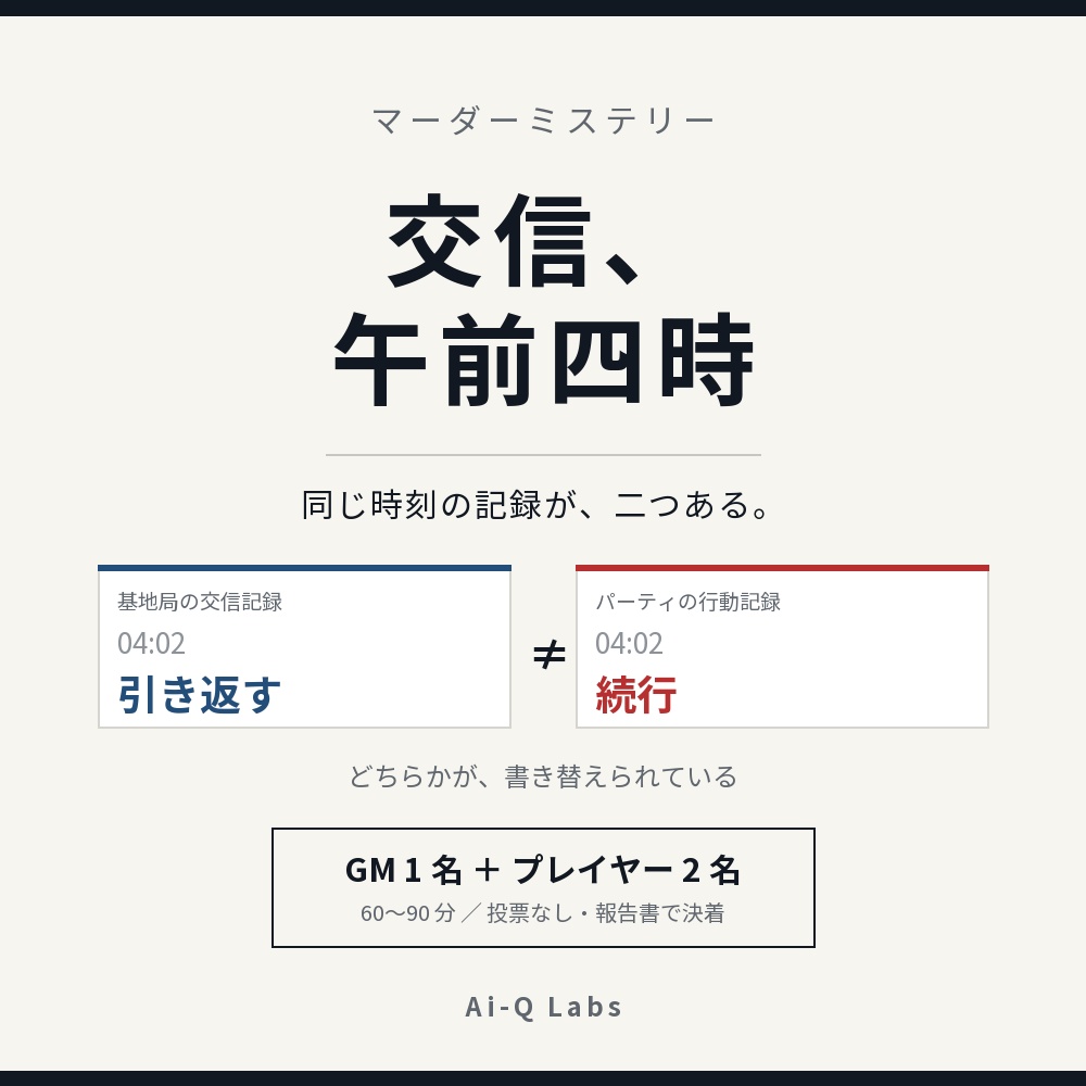 【マダミス】交信、午前四時【GM+2人/60〜90分】