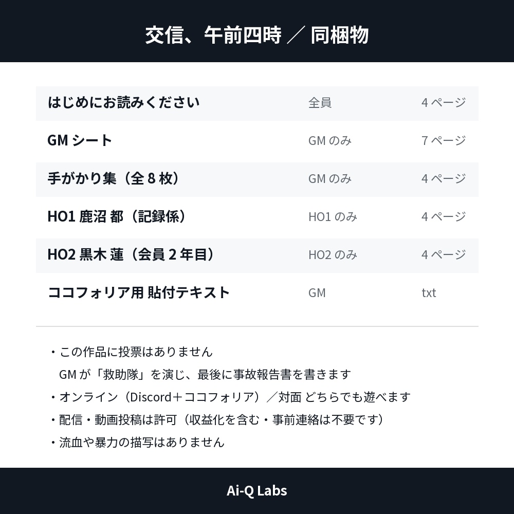 【マダミス】交信、午前四時【GM+2人/60〜90分】