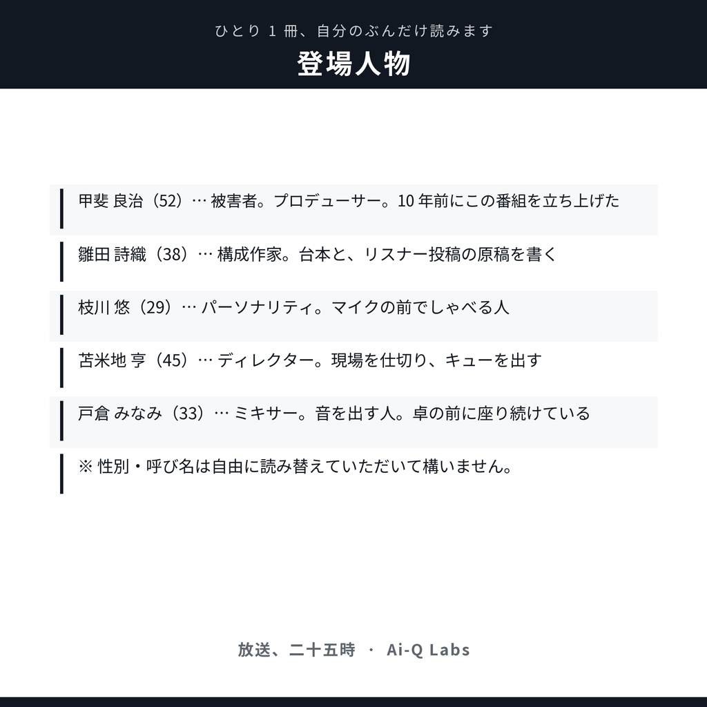 マーダーミステリー『放送、二十五時』GM+4〜8人【マダミス】