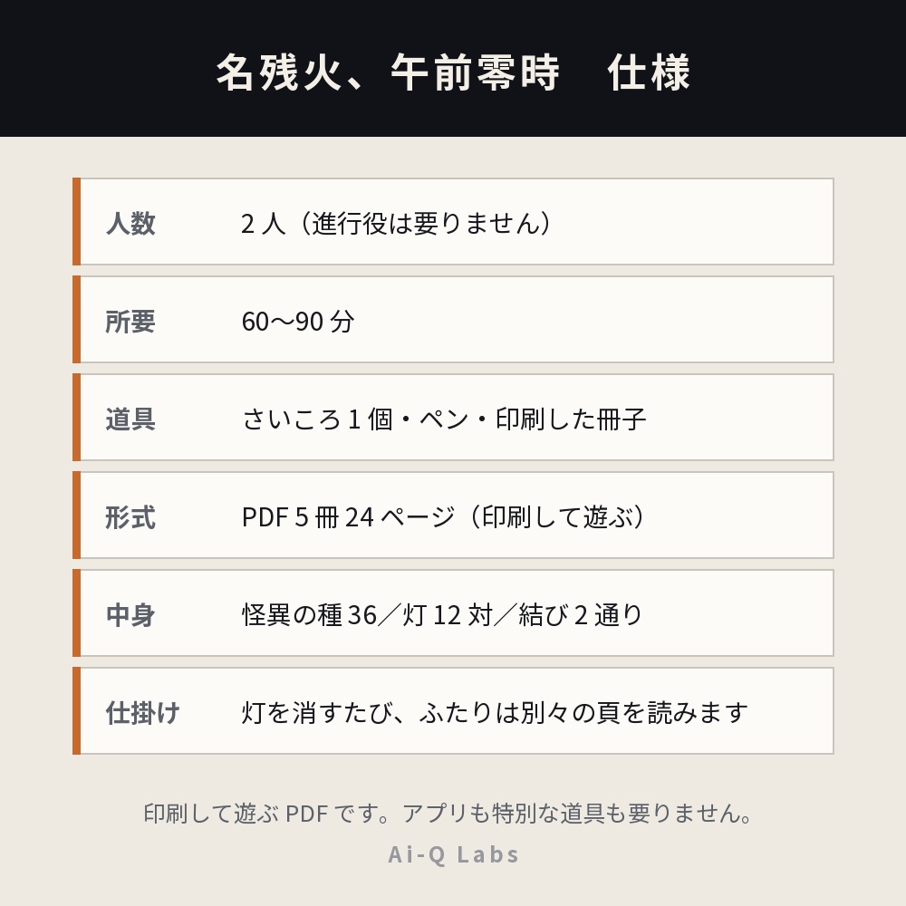 名残火、午前零時 ── ふたりで語る、怪談のゲーム