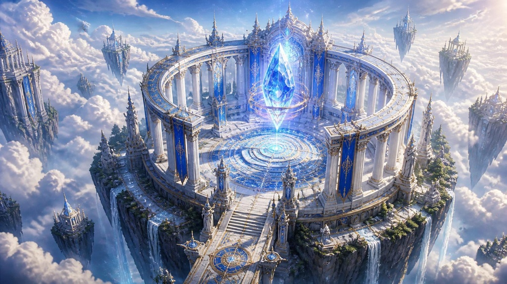 Fantasy Background Assets|天空の王都・空の城イラスト10枚セット【商用利用可】