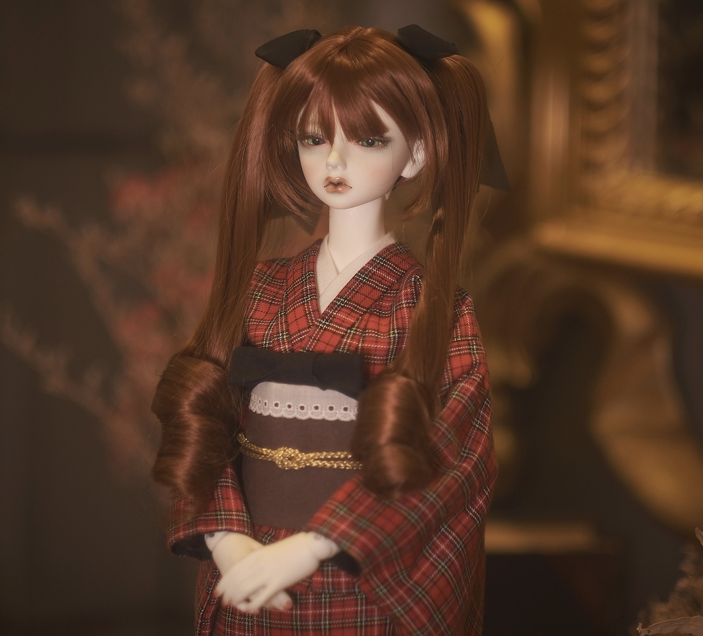 1/3ドール用着物セット　赤チェック