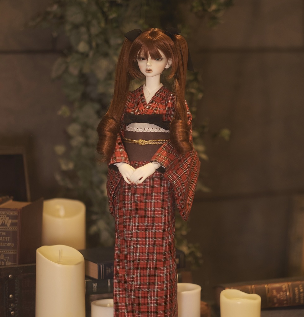 1/3ドール用着物セット　赤チェック