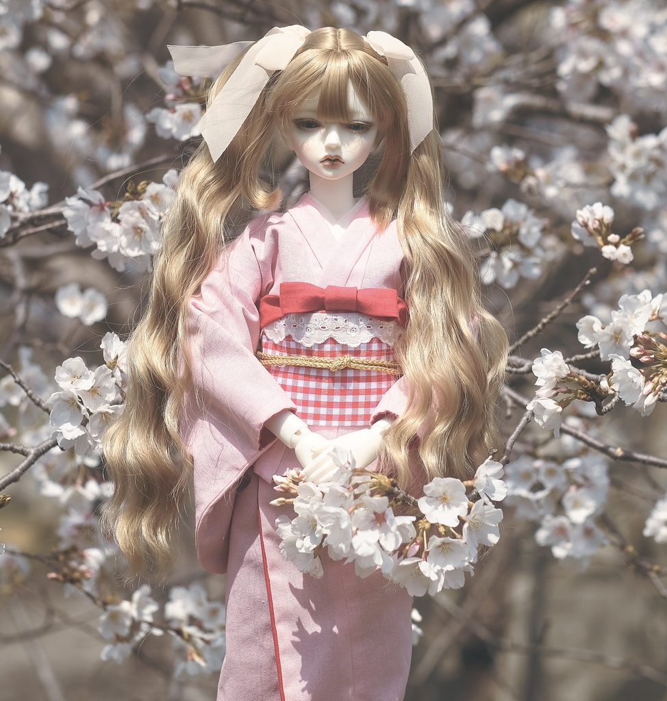 1/3ドール用着物セット　ピンク桜色