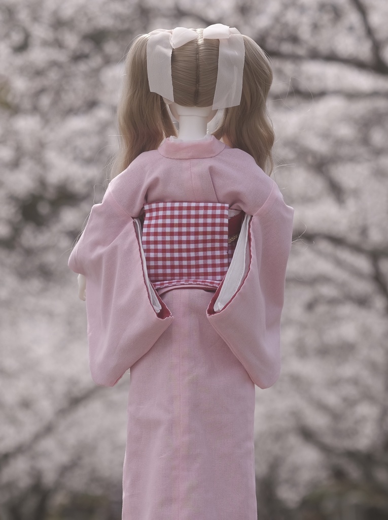 1/3ドール用着物セット　ピンク桜色