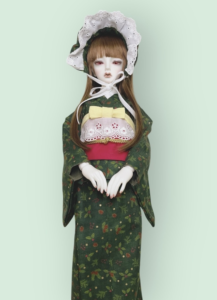 1/3ドール用　着物セット　クリスマス柄