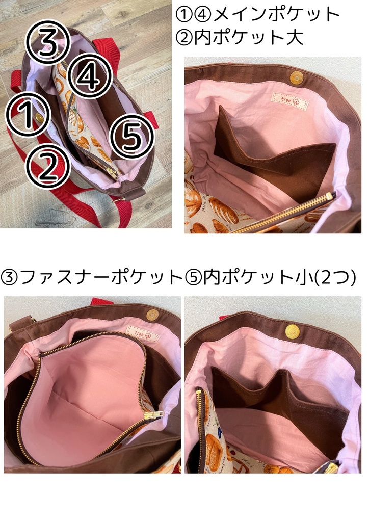 パン柄ファスナートートバッグ いただきます展