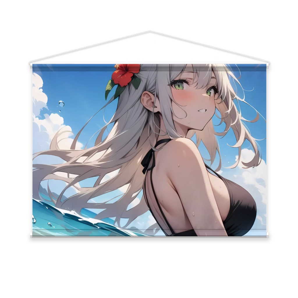 海と水着美女 横型タペストリー