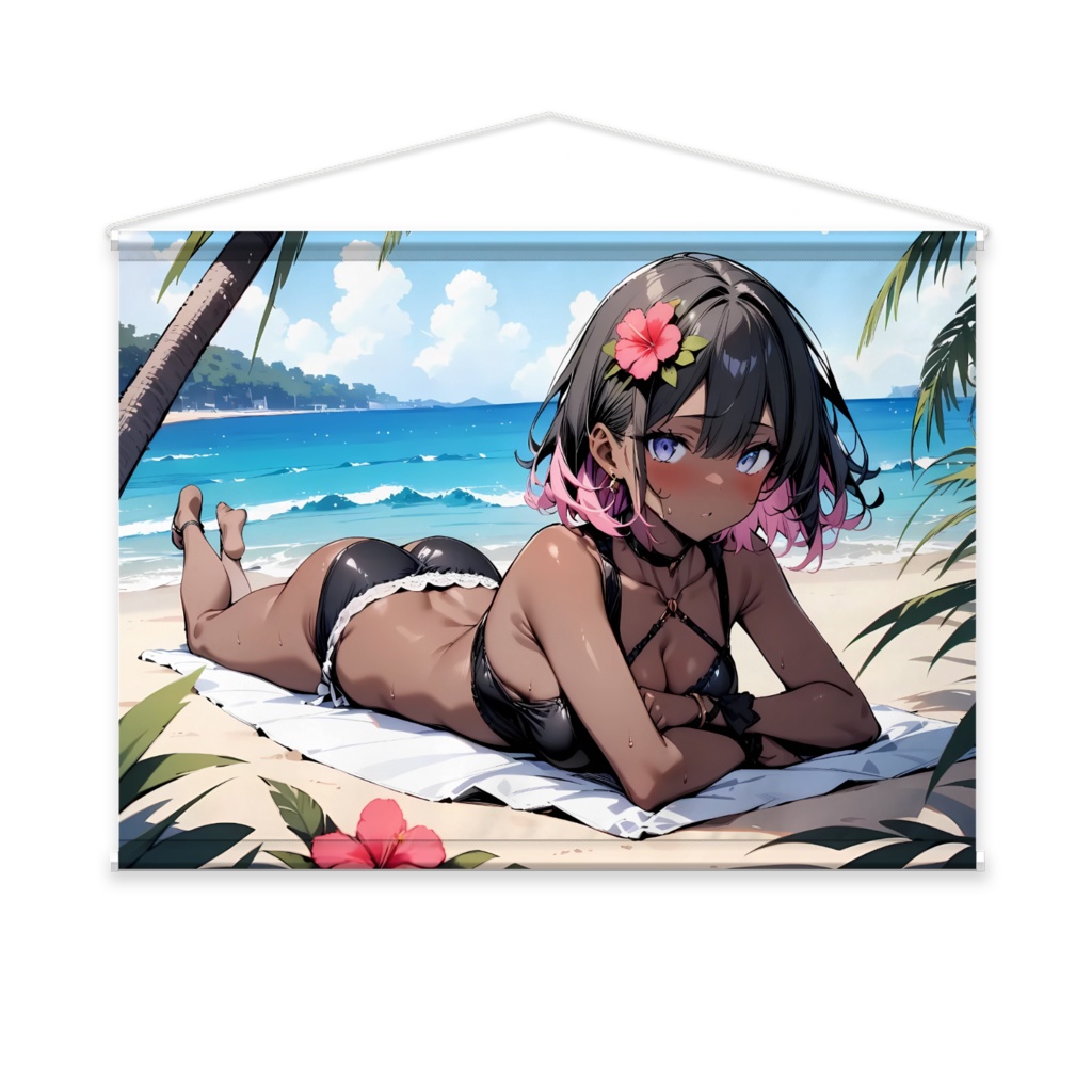 夏の海と日焼け美女