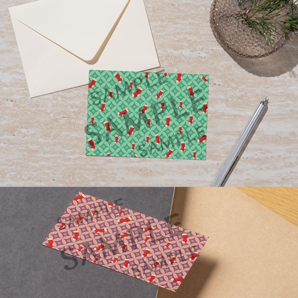 Christmas Japanese Digital Paper Set Vol. 5「Christmas Stockings × Shippō:10 Papers」 / クリスマス和柄デジタルペーパー10枚セット Vol. 5「クリスマス靴下 × 七宝」