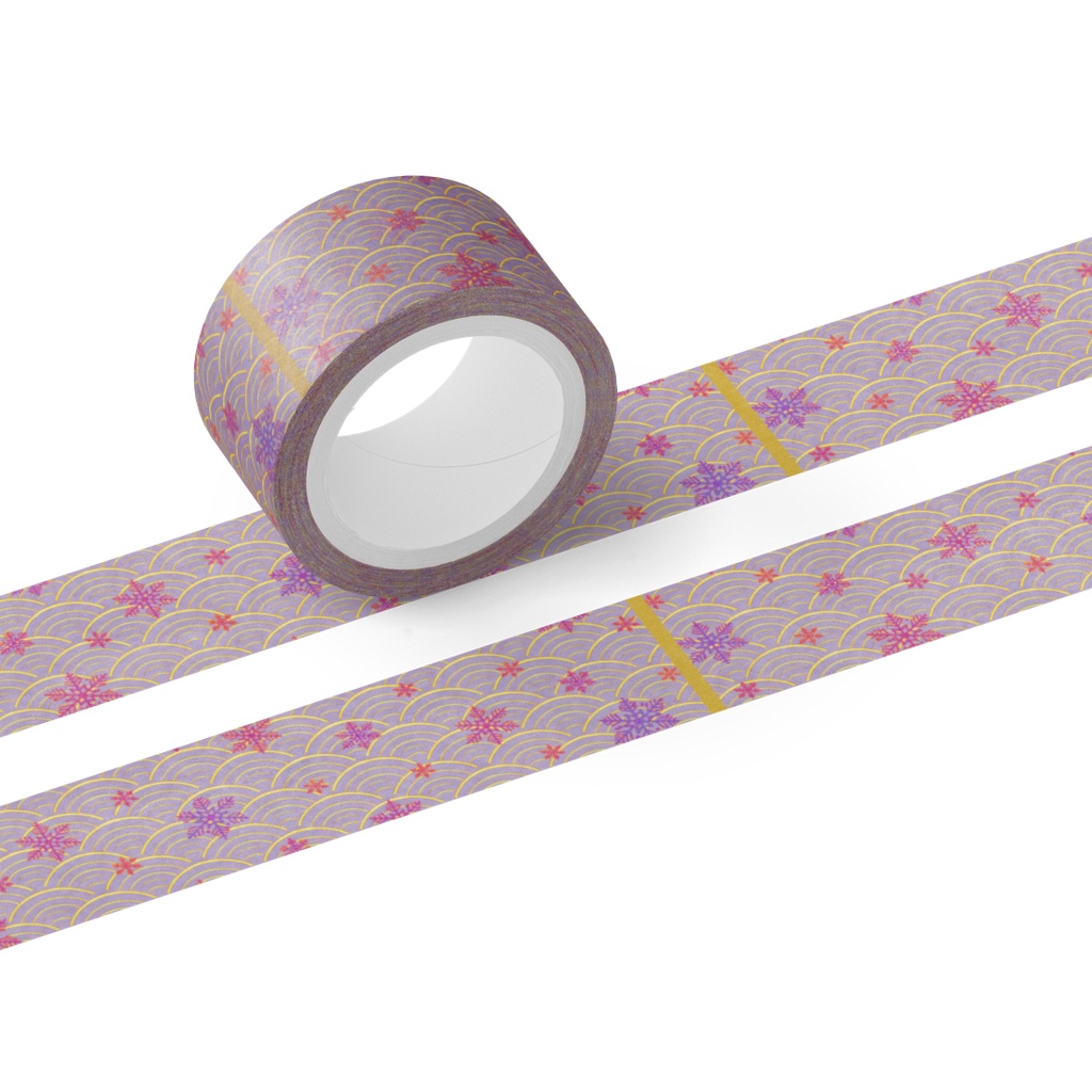 Christmas Japanese Masking Tape Vol. 1-2「Snowflakes × Seigaiha」 Violet / クリスマス和柄マスキングテープ Vol. 1-2「雪の結晶 × 青海波」 Violet
