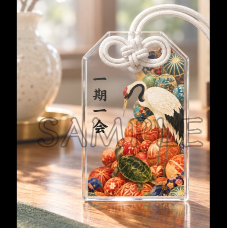 Crane, Turtle & Temari Balls (Clear) — Acrylic Charm & Wallpaper Set / 鶴亀手毬 (透明)アクリルお守り&待ち受けセット