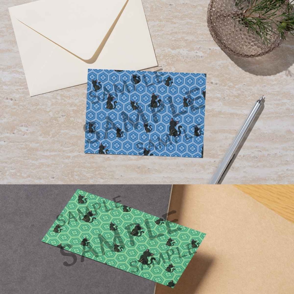 Halloween Japanese Digital Paper Set Vol. 3「Black Cats × Kikko:10 Papers」 / ハロウィン和柄デジタルペーパー10枚セット Vol. 3「黒猫 × 亀甲」