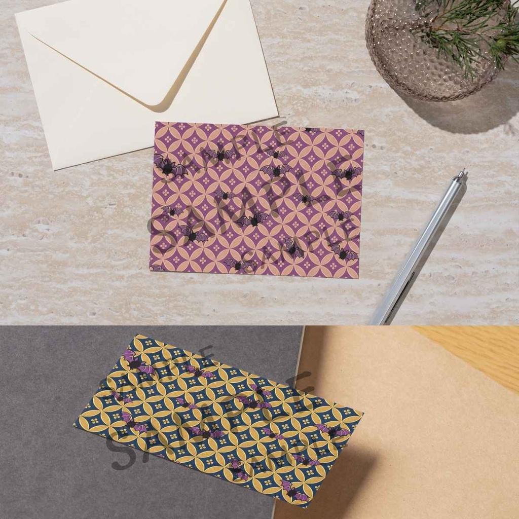Halloween Japanese Digital Paper Set Vol. 5「Bats × Shippō:10 Papers」 / ハロウィン和柄デジタルペーパー10枚セット Vol. 5「コウモリ × 七宝」