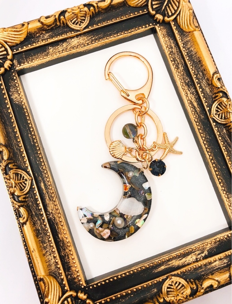 【キーホルダー】≪ブラックムーンA≫ ※スワロフスキー使用