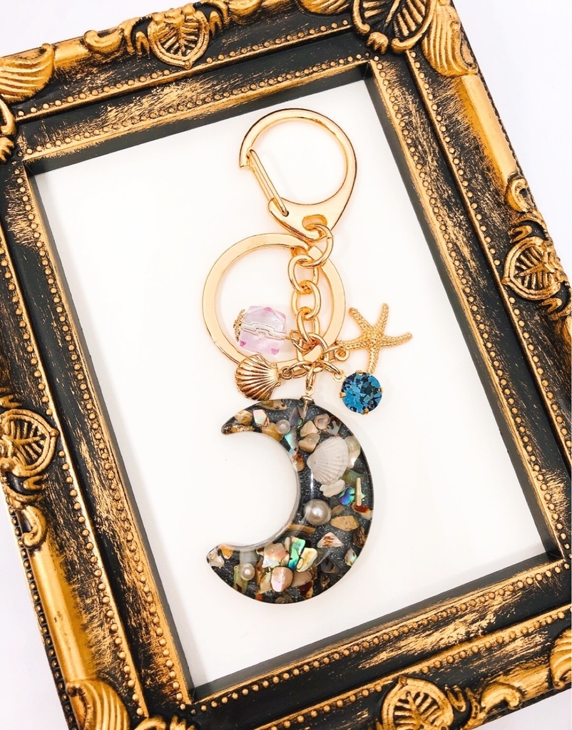 【キーホルダー】≪ブラックムーンB≫ ※スワロフスキー使用