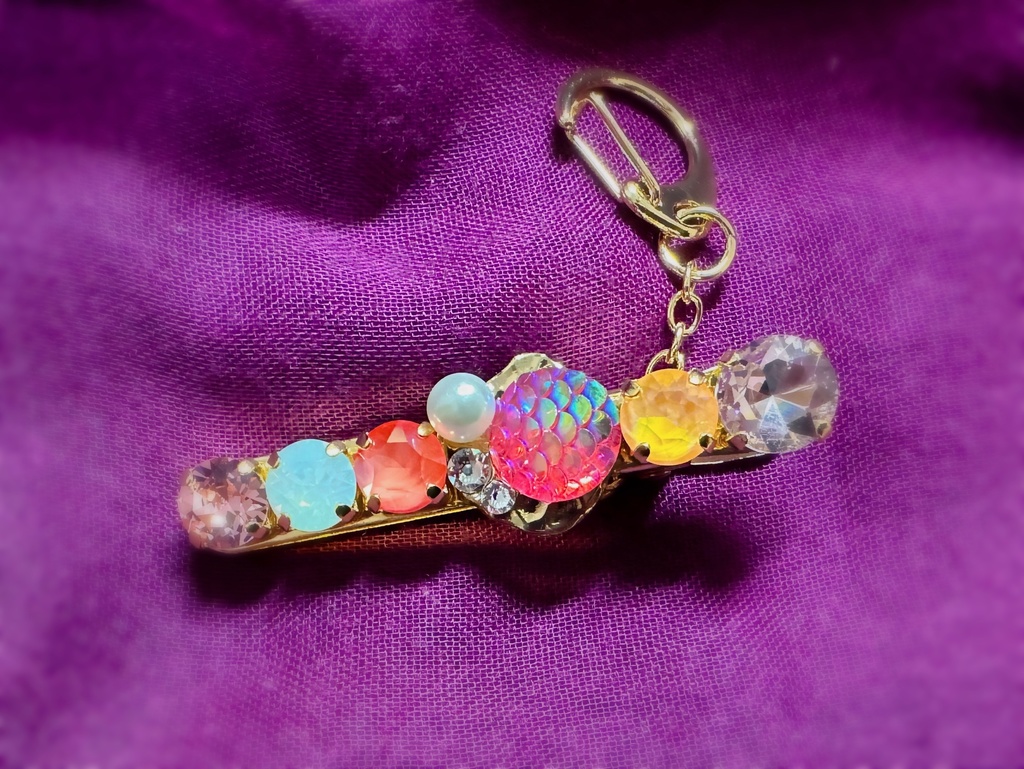 Crystal key clip -MERMAID- #coral
