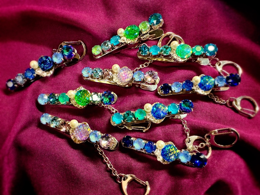 Crystal key clip -MERMAID- #sunrise