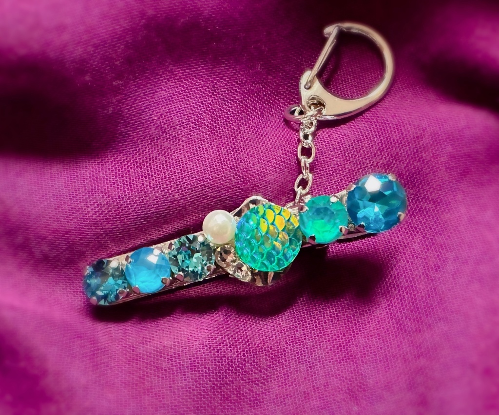 Crystal key clip -MERMAID- #fish green