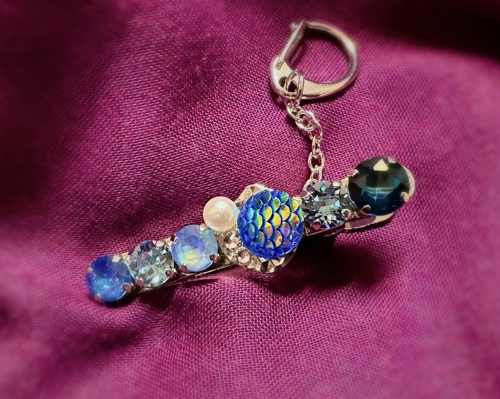 Crystal key clip -MERMAID- #sea blue