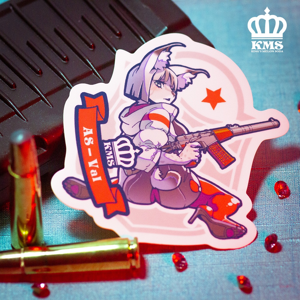 AS-Val おかっぱタイトワンピースハイヒール赤タイツオオヤマネコっ娘ステッカー