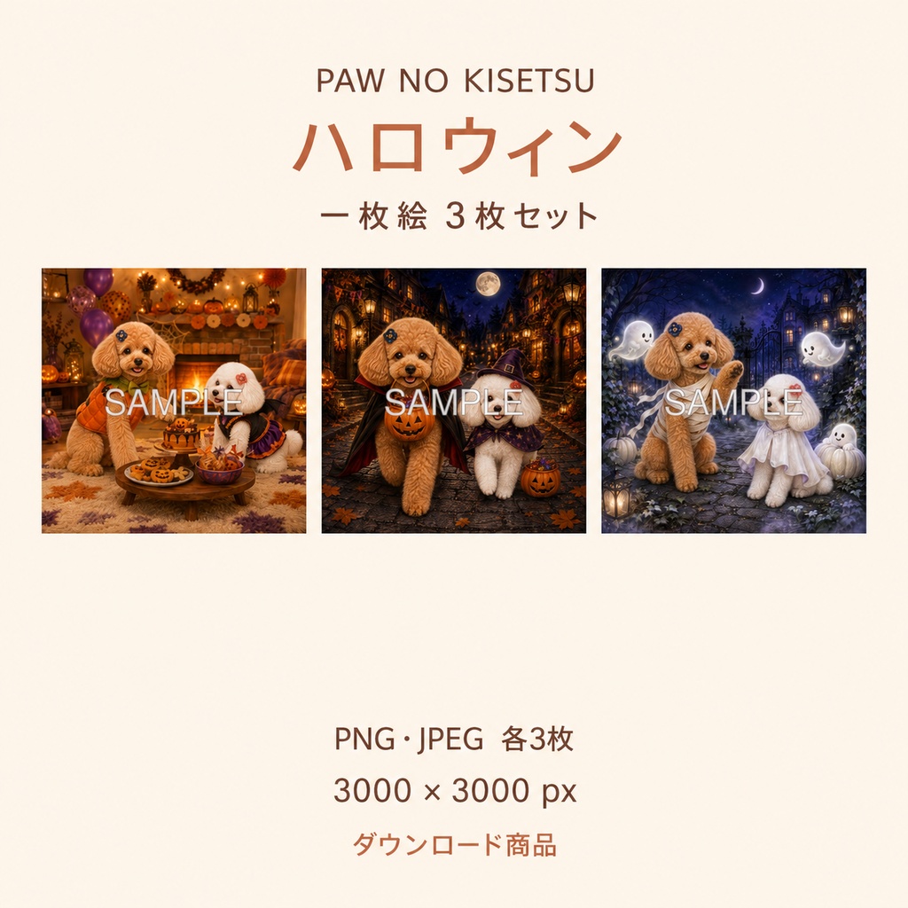 【ハロウィン】トイプードルの一枚絵 3枚セット