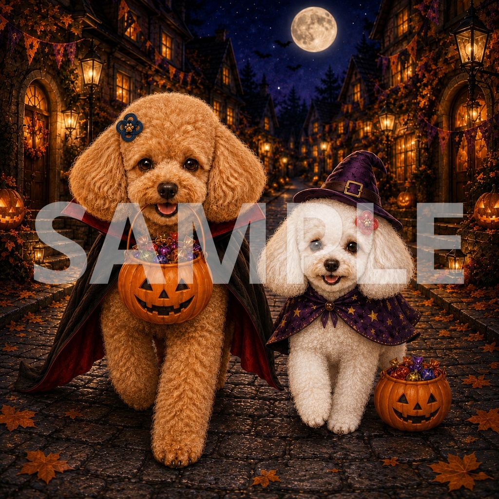     【ハロウィン】トイプードルの一枚絵｜TRICK OR TREAT
