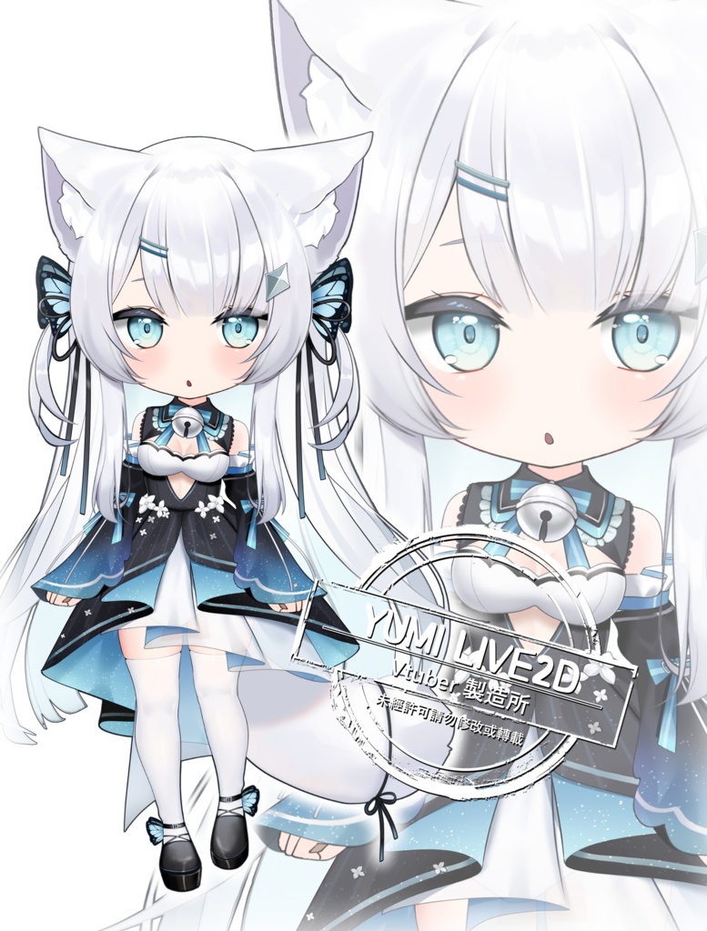 【live2d Model】✨ Luxury Bundle! Live2D White Cat-Ear girl Model & 15 Illustrations Worth 600,000 Yen! ✨