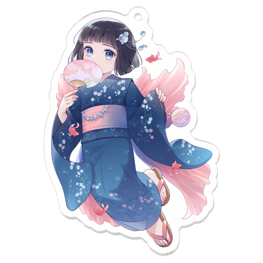 アクキー[浴衣と金魚と水中花]