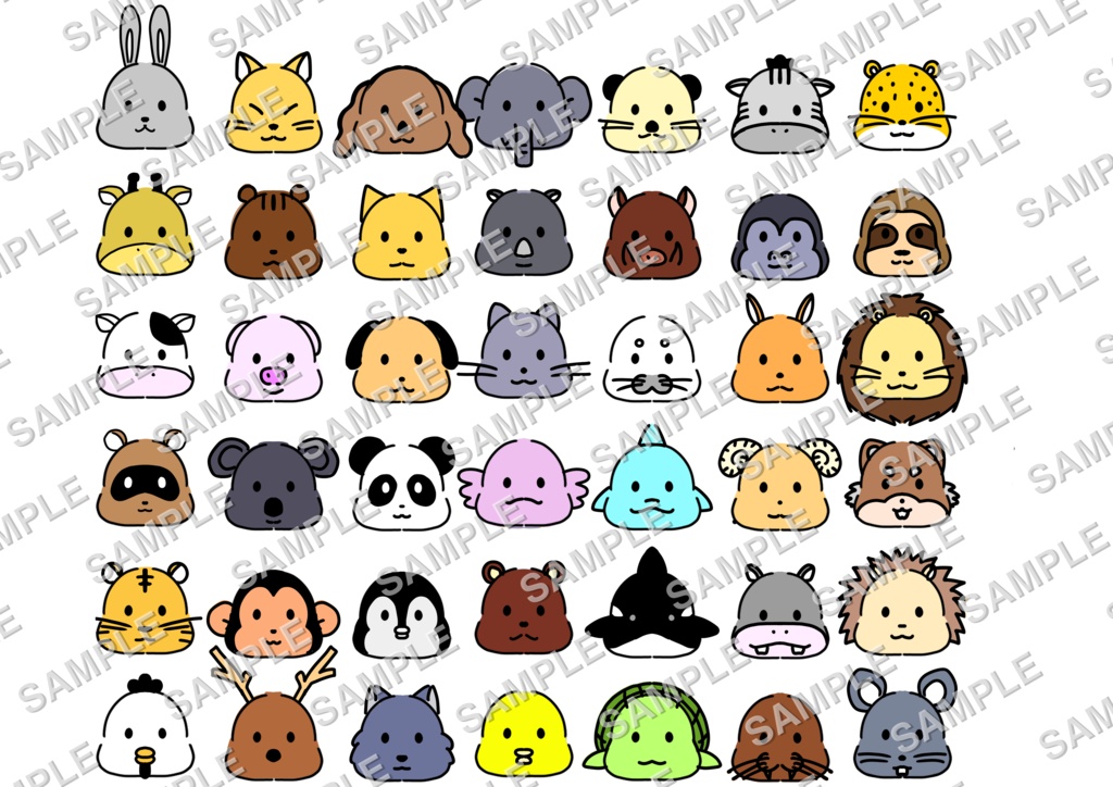 🐾 どうぶつアイコン42種【カラー】