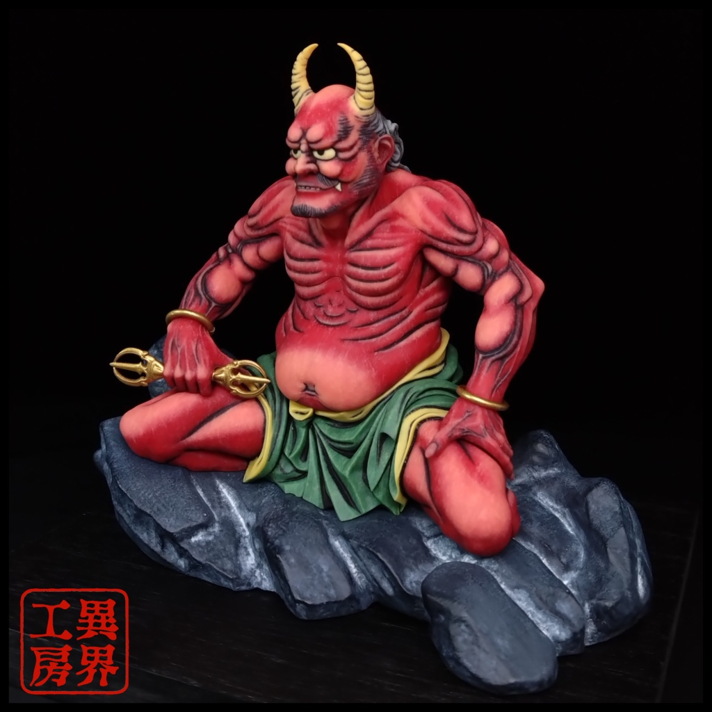 【予約】葛飾北斎画 降魔大師 経年彩色 浮世絵立体置物