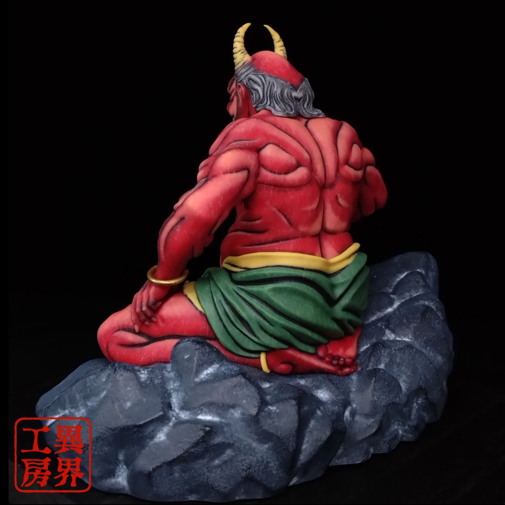 【予約】葛飾北斎画 降魔大師 経年彩色 浮世絵立体置物