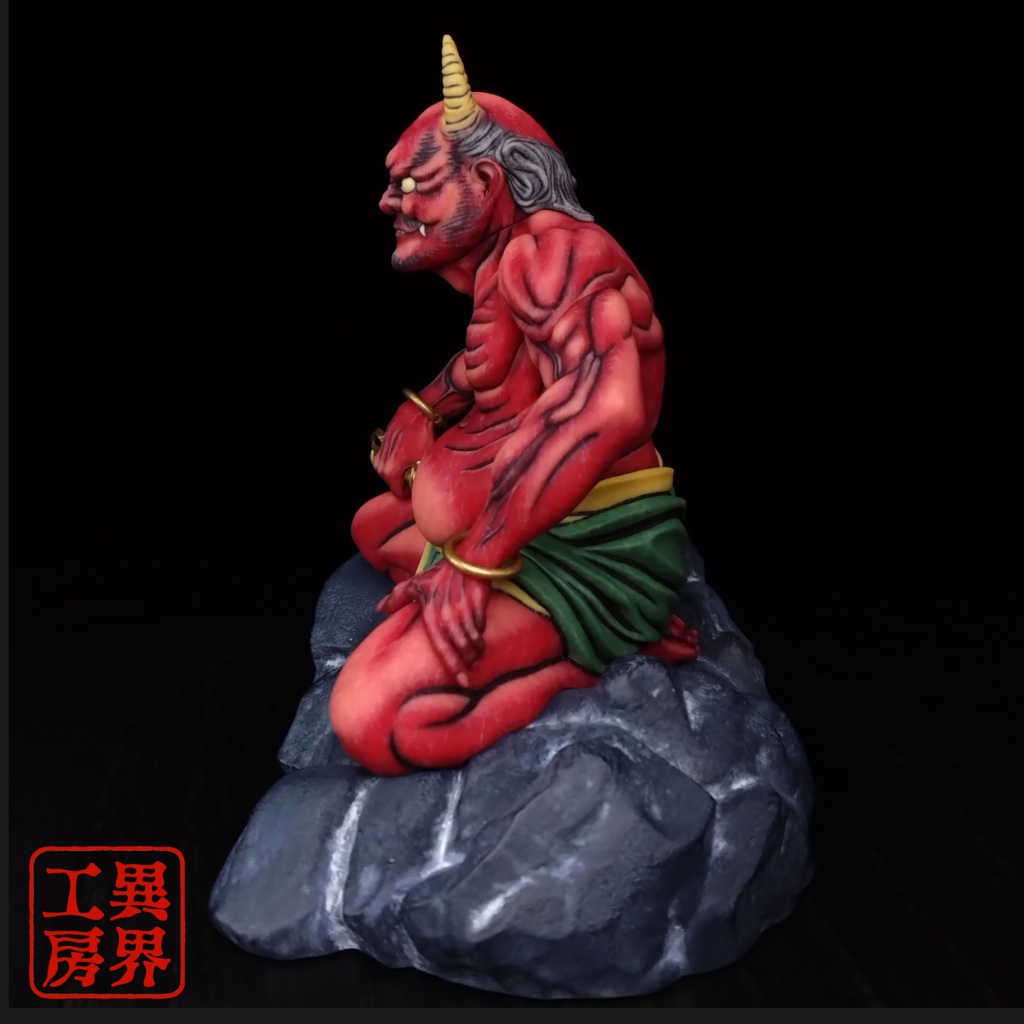 【予約】葛飾北斎画 降魔大師 経年彩色 浮世絵立体置物