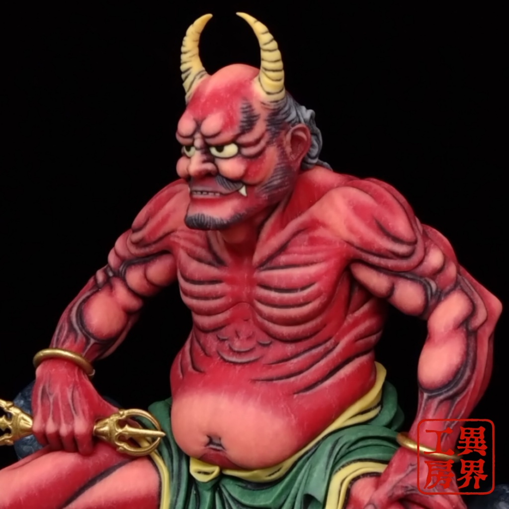 【予約】葛飾北斎画 降魔大師 経年彩色 浮世絵立体置物