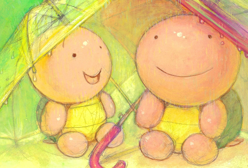 手描きイラスト　6　傘のおうち