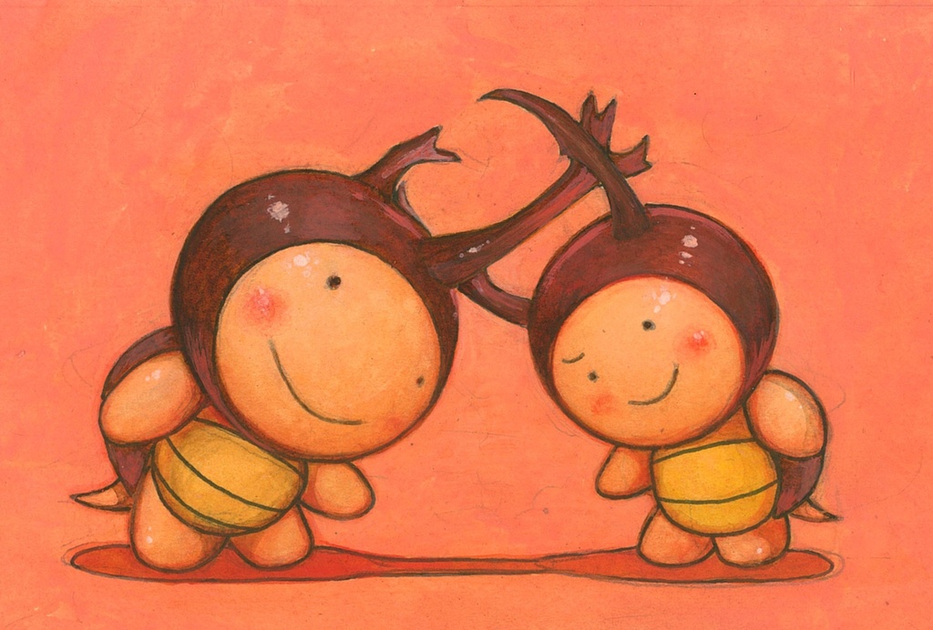 手描きイラスト　7　カブトクワガタ