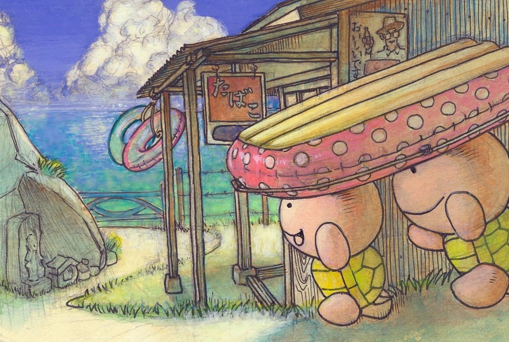 手描きイラスト　8　海！