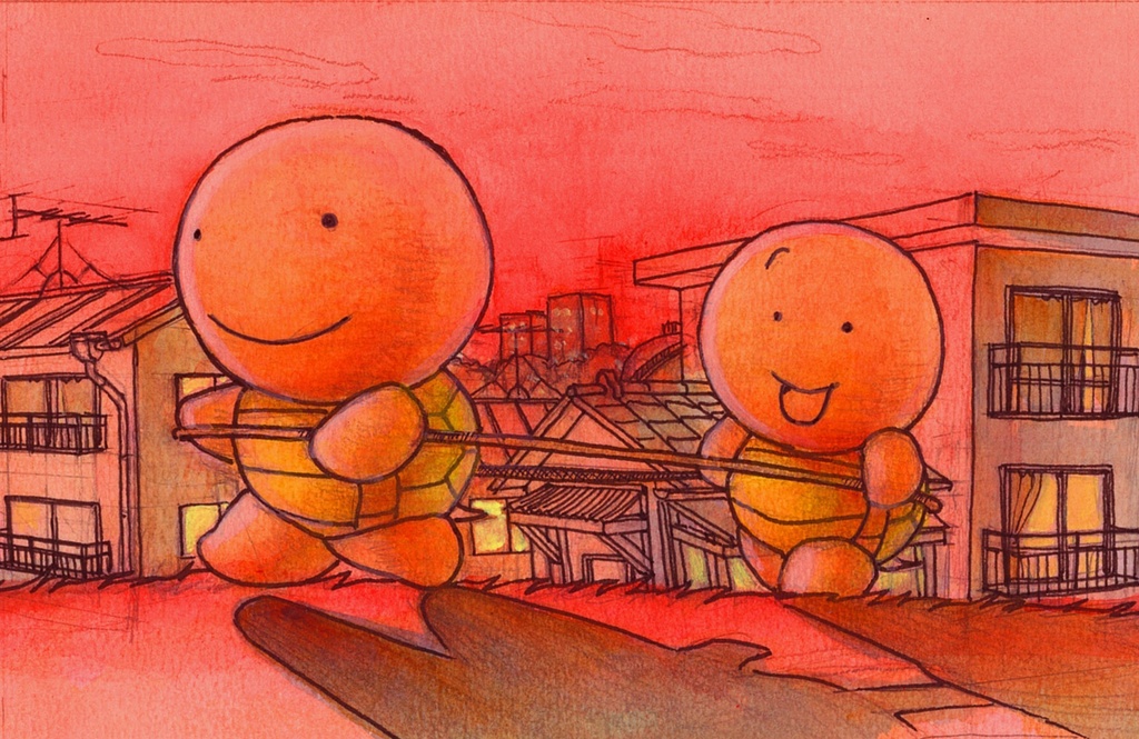 手描きイラスト　9　夕焼け