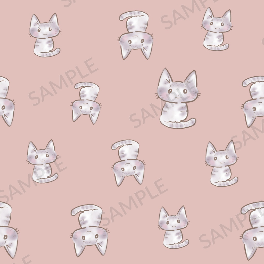 【無料】仔猫のメロン シームレスパターン お試し1枚|手描き素材