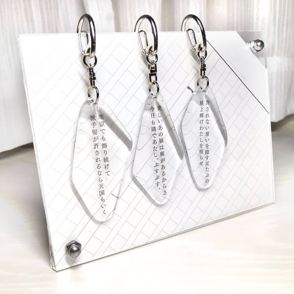 短歌のキーホルダー【彩った調度品6畳の城あなたの指輪は似合わせない】