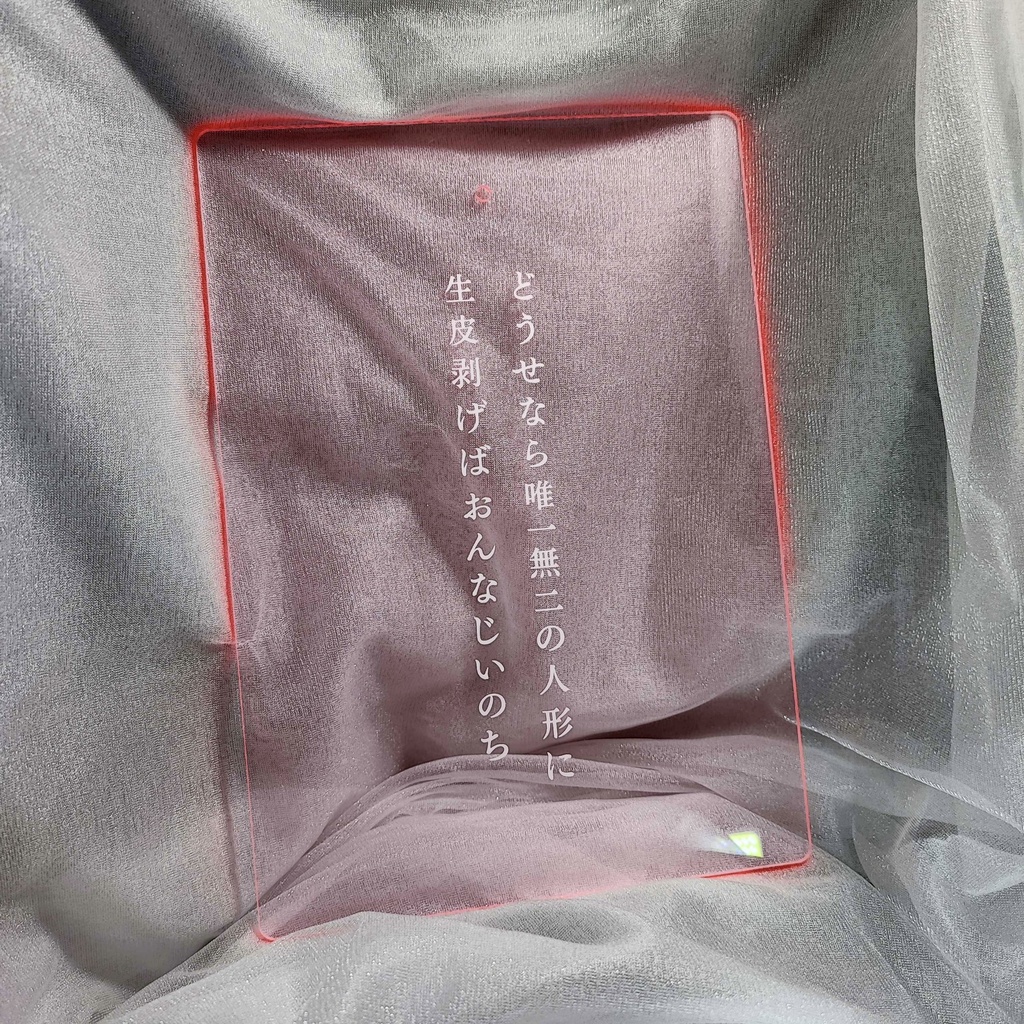 短歌のアクリルパネル【どうせなら唯一無二の人形に生皮剥げばおんなじいのち】