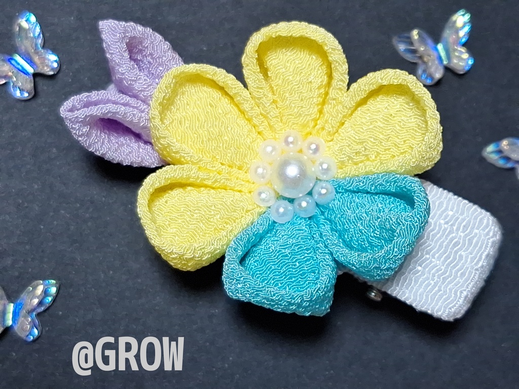 つまみ細工ヘアクリップ【ヒプマイ麻天狼イメージver一二三】