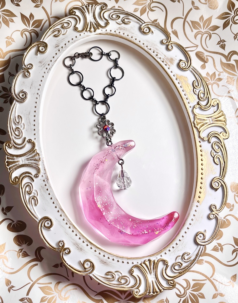 ピンク💖琥珀糖月🌙バッグチャーム