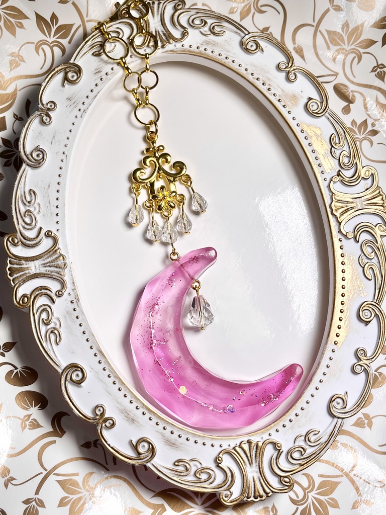 ピンク💖琥珀糖月🌙バッグチャーム