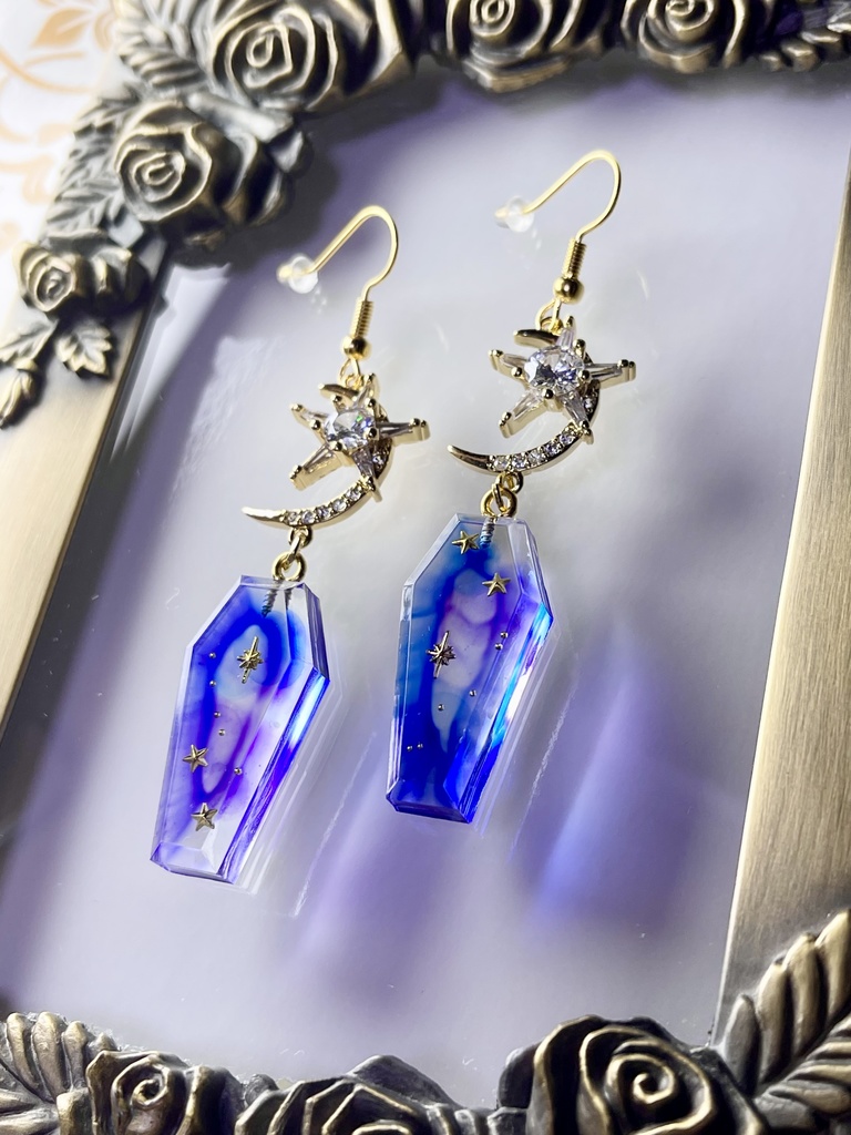 星空飴棺(ピアス)(イヤリング・金アレ対応金具変更可能)