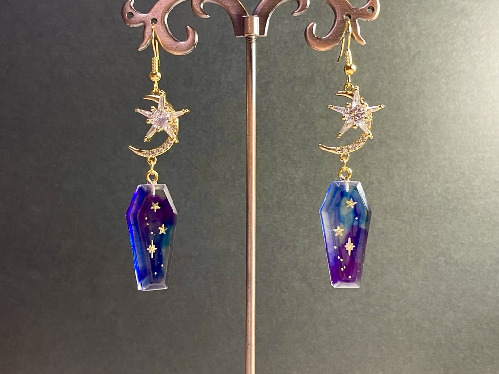 星空飴棺(ピアス)(イヤリング・金アレ対応金具変更可能)