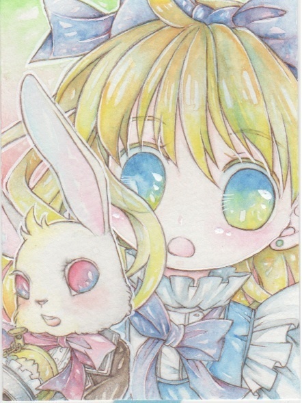 手描きイラスト＊アリス・ハガキ半分サイズ