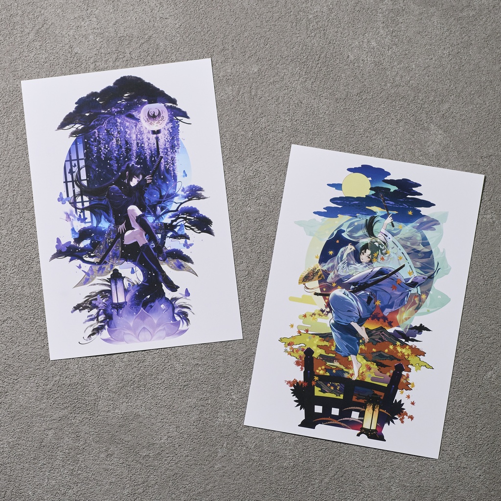 ORIGINAL POSTCARD(黎創 / 旅支度 / -古典雲咲ノ菊- / 森蘭丸『藤』 / 牛若丸『楓』)