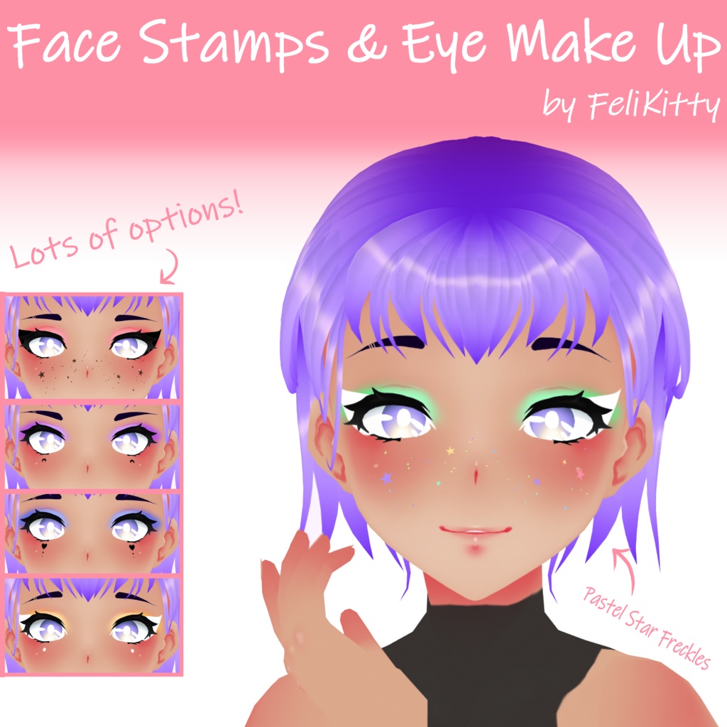 VRoid BETA -- Face Stamps & Eye Make Up Textures -- Free and Paid